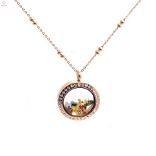 Fashion stainless steel rose gold floating locket ball chain